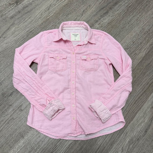 Abercrombie & Fitch Tops - Abercrombie & Fitch Y2K Womens Pink Button Down Shirt Long Sleeve Cotton Size M